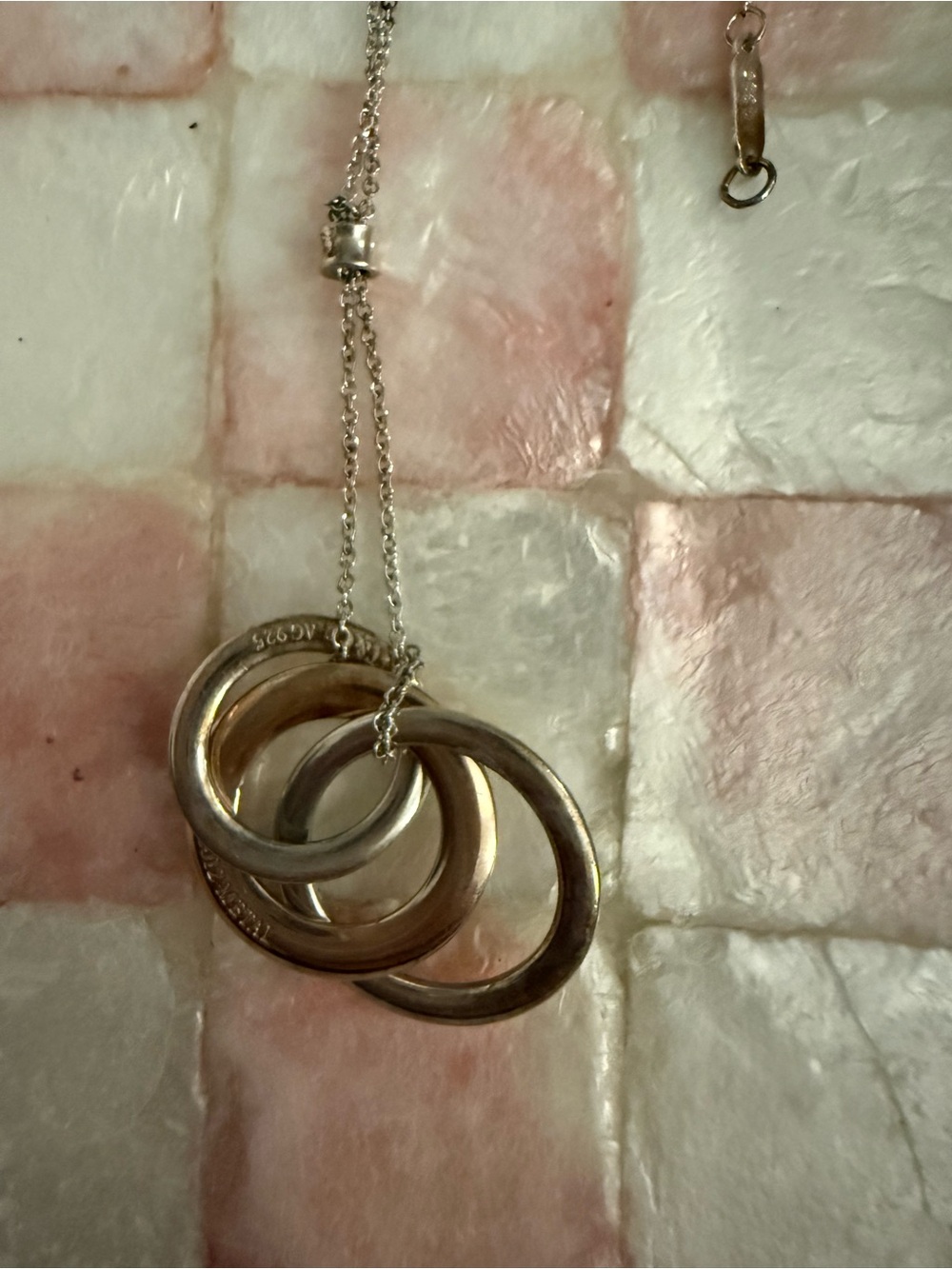 Sterling Silver Interlocking Ring Pendant Necklace - Silver